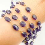 Load image into Gallery viewer, Amethyst Oval Faceted Shape Gold Plated Wire Chain. AME15