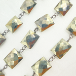Load image into Gallery viewer, Steel Pyrite Rectangular Shape Oxidized Wire Chain. PYR38