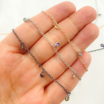 Load image into Gallery viewer, Multi Color Cubic Zirconia 3mm Round Shape Dangle Chain.