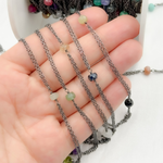Load image into Gallery viewer, Multi Gemstone Double Oxidized Connected Wire Chain.