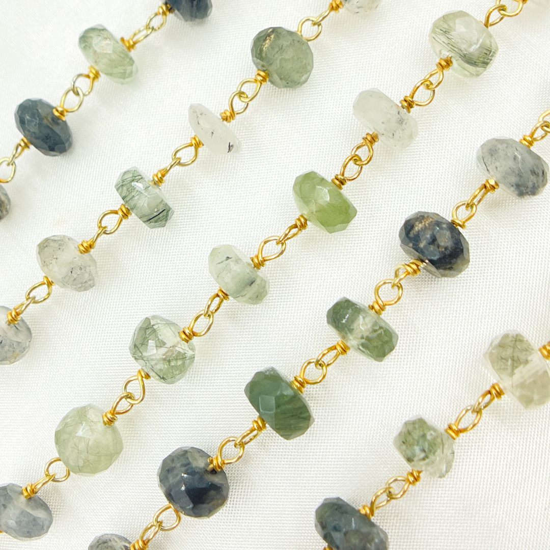 Green Rutile Gold Plated Wire Chain. GRU10
