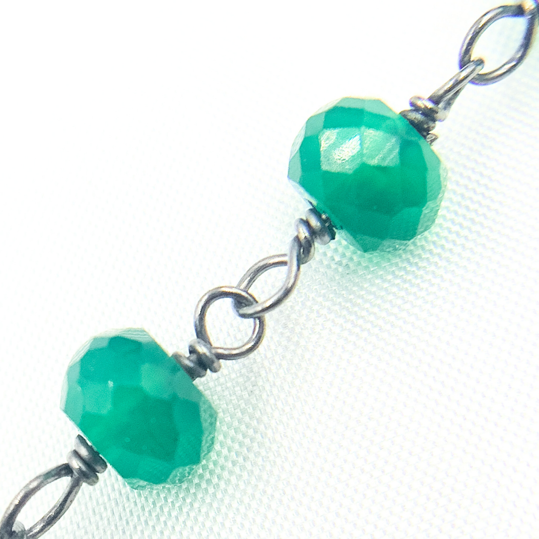 Green Onyx Oxidized Wire Chain. GRE5