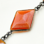 Load image into Gallery viewer, Coated Peach Moonstone Mix Shape Bezel Oxidized Wire Chain. CMS12