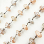 Load image into Gallery viewer, Coated Taupe Smooth Moonstone Oxidized Wire Chain