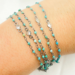 Load image into Gallery viewer, Chrysocolla and C.Z. Oxidized Wire Chain. CSO7