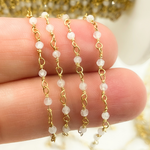 Load image into Gallery viewer, Moonstone Wire Wrap Chain made with Gold Plated 925 Sterling Silver. MS37