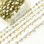 Load image into Gallery viewer, Coated Cats Eye Oxidized 925 Sterling Silver Wire Chain. CAT11