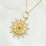 Load image into Gallery viewer, 14k Solid Gold Diamond and Gemstone Sun Charm. GDP542