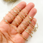 Load image into Gallery viewer, Coated Multi Moonstone & CZ Gold Plated Wire Chain. CMS66
