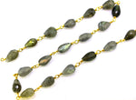 Load image into Gallery viewer, Labradorite Tear Drop Gold Plated 925 Sterling Silver Wire Chain. LAB5