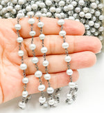 Load image into Gallery viewer, Grey Freshwater Pearl Wire Wrap Chain. PRL29
