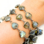 Load image into Gallery viewer, Labradorite Triangle Shape Bezel Oxidized Wire Chain