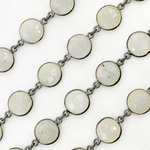 Load image into Gallery viewer, White Moonstone Round Shape Bezel Oxidized Wire Chain. WMS5