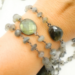 Load image into Gallery viewer, Labradorite Fancy Oxidized Wire Chain. LAB88