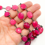 Load image into Gallery viewer, Pink Chalcedony Shape Bezel Oxidized Wire Chain. PCL20
