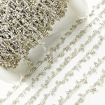 Load image into Gallery viewer, Coated Grey Moonstone Cluster Dangle 925 Sterling Silver Wire Chain. CMS93