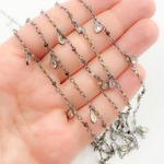 Load image into Gallery viewer, Multi Tourmaline & CZ Dangle Oxidized Wire Chain. MTO2
