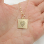 Load image into Gallery viewer, 14K Solid Gold Charm. Square Pendant with Diamonds. GDP140