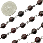 Load image into Gallery viewer, Wood Round Shape Wire Wrap Chain. WO1
