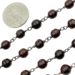 Load image into Gallery viewer, Wood Round Shape Wire Wrap Chain. WO1