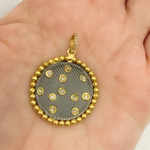Load image into Gallery viewer, KSG09. Sterling Silver Black Rhodium with Diamonds Circle Shape Charm