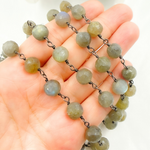 Load image into Gallery viewer, Labradorite Round Shape Oxidized Wire Chain. LAB99