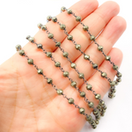 Load image into Gallery viewer, Pyrite Wire Wrap 925 Sterling Silver Wire Chain. PYR4