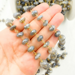 Load image into Gallery viewer, Coated Labradorite Faceted Rondel Gold Plated Wire Chain. CLB38