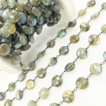 Load image into Gallery viewer, Labradorite Oxidized Wire Chain. LAB64