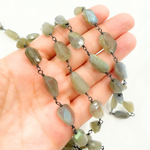 Load image into Gallery viewer, Labradorite Organic Shape Oxidized Wire Chain. LAB96