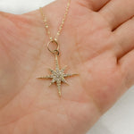 Load image into Gallery viewer, 14K Solid Gold Diamond Star Charm. GDP382