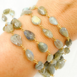 Load image into Gallery viewer, Labradorite Tear Drop Shape Gold Plated Wire Chain