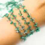 Load image into Gallery viewer, Green Onyx Cluster Dangle Oxidized Wire Chain. GRE7