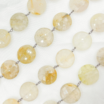 Load image into Gallery viewer, Golden Rutile Coin Shape Oxidized Wire Chain.