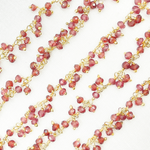 Load image into Gallery viewer, Garnet Cluster Dangle Gold Plated Wire Chain. GAR21