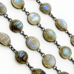 Load image into Gallery viewer, Labradorite Mix Shape Bezel Wire Chain. LAB16