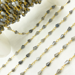 Load image into Gallery viewer, Coated Labradorite Tear Drop Gold Plated Wire Chain. CLB32