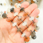 Load image into Gallery viewer, Multi Moonstone Oxidized Wire Chain.
