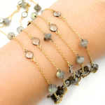 Load image into Gallery viewer, Labradorite & White Topaz Gold Plated Connected Wire Chain. LAB49