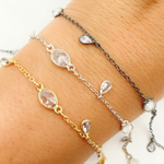 Load image into Gallery viewer, CZ34. Tear Drop Shape Dangle & Oval Connector Cubic Zirconia Chain