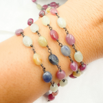 Load image into Gallery viewer, Multi Sapphire Oval Shape Oxidized Wire Chain. MSA21