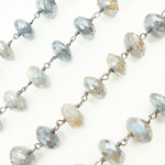 Load image into Gallery viewer, Coated Labradorite Rondel Faceted Oxidized Wire Chain. CLB55
