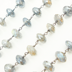 Load image into Gallery viewer, Coated Labradorite Rondel Faceted Oxidized Wire Chain. CLB55