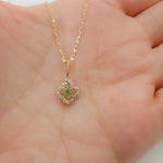 Load image into Gallery viewer, PN417531Y14EM1. 14k Solid Gold Diamond and Emerald Flower Charm