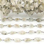 Load image into Gallery viewer, DQ1. Diamond Quartz Organic Shape Oxidized Wire Chain.