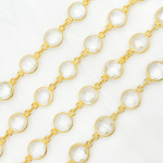 Load image into Gallery viewer, Crystal Round Shape Bezel Gold Plated Wire Chain. CR35