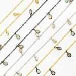 Load image into Gallery viewer, Labradorite Pear Shape Dangle Wire Chain. LAB12