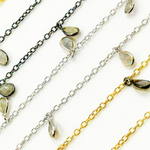 Load image into Gallery viewer, Labradorite Pear Shape Dangle Wire Chain. LAB12