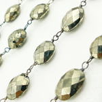 Load image into Gallery viewer, Pyrite Oval Shape Oxidized Wire Chain. PYR45