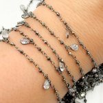 Load image into Gallery viewer, Pyrite & CZ Dangle Oxidized Wire Chain. PYR5
